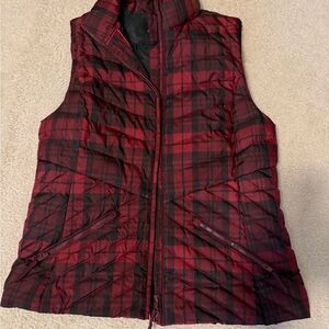 Talbots Red and Black Plaid Vest